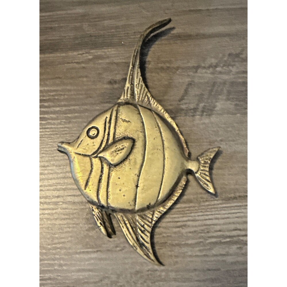 Vintage Brass Angel Fish Wall Hanging Made in Korea